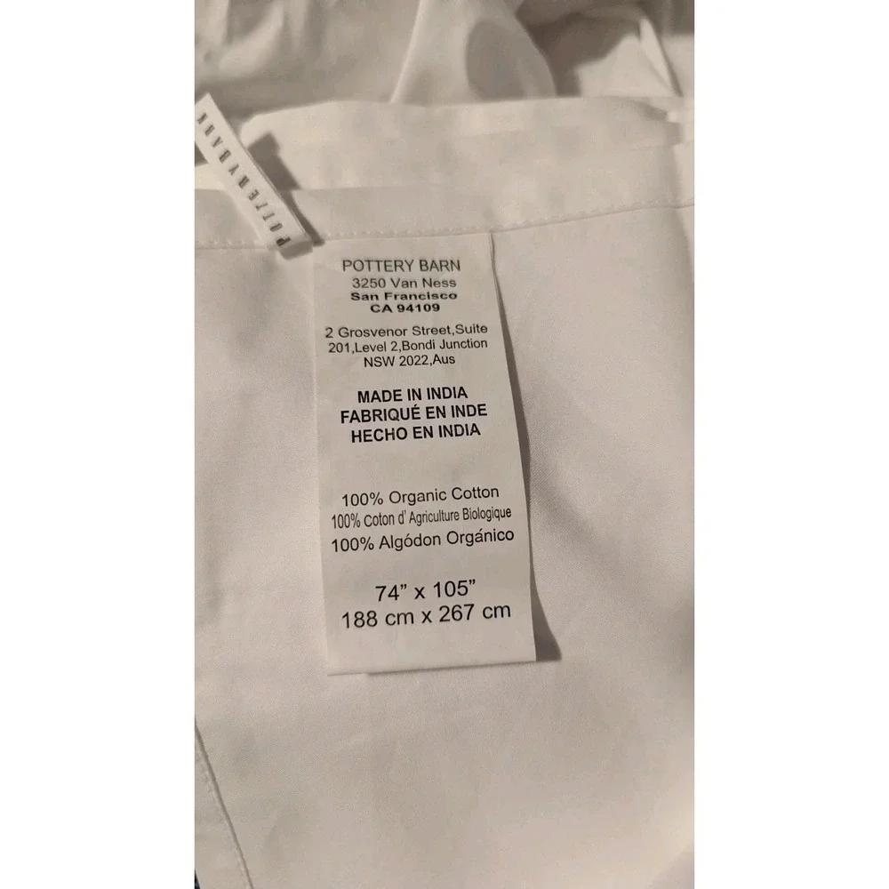 Pottery Barn Sheet Set White Twin/Twin XL400 Thread Count 100% Organic Cotton